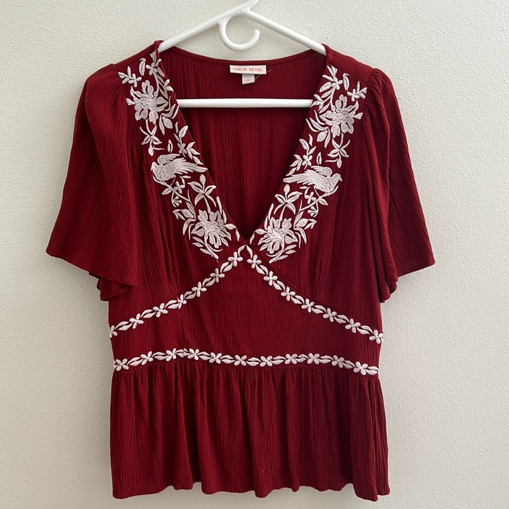 Knox Rose Short Sleeve Embroidered Top